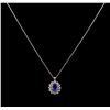 Image 2 : 3.16 ctw Tanzanite and Diamond Pendant With Chain - 14KT White Gold