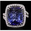Image 2 : 18KT White Gold GIA Certified 10.65 ctw Tanzanite and Diamond Ring