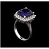Image 4 : 6.25 ctw Tanzanite and Diamond Ring - 14KT White Gold