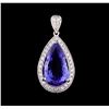 Image 1 : 9.17 ctw Tanzanite and Diamond Pendant - 18KT White Gold