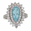Image 1 : 1.65 ctw Paraiba Tourmaline and Diamond Ring - 18KT White Gold