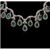 Image 1 : 14KT White Gold 6.50 ctw Emerald and Diamond Necklace