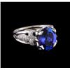 Image 1 : 3.98 ctw Tanzanite and Diamond Ring - 18KT White Gold