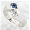 Image 6 : 0.24 ctw Diamond and Sapphire Ring - 14KT White Gold