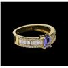 Image 1 : 0.55 ctw Tanzanite and Diamond Ring - 14KT Yellow Gold