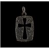 Image 1 : 4.30 ctw Black Diamond Cross Pendant - 14KT White Gold