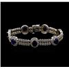 Image 1 : 14KT White Gold 8.54 ctw Sapphire and Diamond Bracelet
