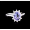 Image 1 : 1.58 ctw Tanzanite and Diamond Ring - 14KT White Gold