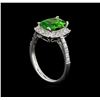 Image 4 : 2.30 ctw Tsavorite and Diamond Ring - Platinum