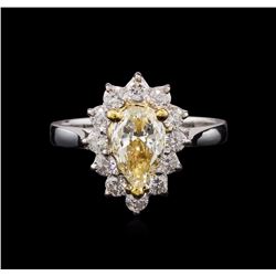 1.60 ctw Light Yellow Diamond Ring - 14KT Two-Tone Gold