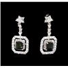 Image 1 : 0.85 ctw Green Tourmaline and Diamond Earrings - 14KT White Gold