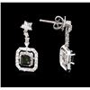 Image 2 : 0.85 ctw Green Tourmaline and Diamond Earrings - 14KT White Gold