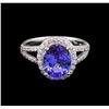 Image 2 : 2.97 ctw Tanzanite and Diamond Ring - 14KT White Gold