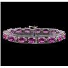 Image 1 : 19.75 ctw Pink Sapphire and Diamond Bracelet - 14KT White Gold