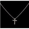 Image 1 : 0.31 ctw Diamond Cross Pendant With Chain - 14KT White Gold