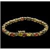 Image 2 : 17.55 ctw Multi Color Sapphire Bracelet - 14KT Yellow Gold