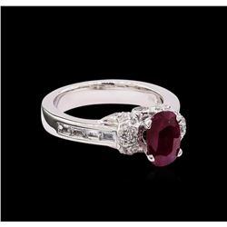 1.26 ctw Ruby and Diamond Ring - 18KT White Gold