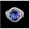 Image 2 : 14KT White Gold 6.77 ctw Tanzanite and Diamond Ring