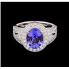 Image 2 : 2.97 ctw Tanzanite and Diamond Ring - 14KT White Gold