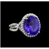 Image 1 : GIA Cert 8.82 ctw Tanzanite and Diamond Ring - 14KT White Gold