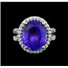 Image 2 : GIA Cert 8.82 ctw Tanzanite and Diamond Ring - 14KT White Gold