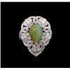 Image 1 : 4.50 ctw Opal and Diamond Ring - 18KT White Gold