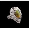 Image 2 : 4.50 ctw Opal and Diamond Ring - 18KT White Gold