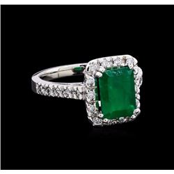 2.16 ctw Emerald and Diamond Ring - 14KT White Gold