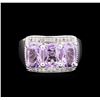 Image 2 : Crayola 2.10 ctw Pink Amethyst and White Sapphire Ring - .925 Silver