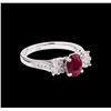 Image 1 : 1.52 ctw Ruby and Diamond Ring - 18KT White Gold