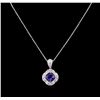 Image 2 : 14KT White Gold 2.31 ctw Tanzanite and Diamond Pendant With Chain