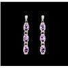 Image 1 : Crayola 15.60 ctw Pink Amethyst and White Sapphire Earrings - .925 Silver