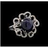 Image 1 : 8.99 ctw Blue Star Sapphire and Diamond Ring - 18KT White Gold