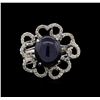 Image 2 : 8.99 ctw Blue Star Sapphire and Diamond Ring - 18KT White Gold