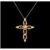 Image 2 : 3.00 ctw Topaz and Diamond Cross Pendant With Chain - 10KT Yellow Gold