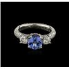 Image 2 : 18KT White Gold 1.63 ctw Tanzanite and Diamond Ring