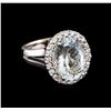 Image 1 : 5.67 ctw Aquamarine and Diamond Ring - 14KT White Gold