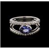Image 2 : 0.74 ctw Tanzanite and Diamond Ring - 14KT White Gold