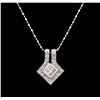 Image 2 : 0.53 ctw Diamond Pendant With Chain - 14KT White Gold