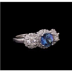 14KT White Gold 1.50 ctw Tanzanite and Diamond Ring