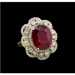 13.25 ctw Ruby and Diamond Ring - 14KT Yellow Gold