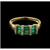 Image 2 : 0.84 ctw Emerald and Diamond Ring - 14KT Yellow Gold