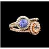 Image 1 : 14KT Two-Tone Gold 1.04 ctw Tanzanite, Morganite and Diamond Ring