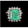 Image 2 : 4.96 ctw Emerald and Diamond Ring - 14KT White Gold