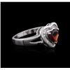 Image 1 : 14KT White Gold 0.87 ctw Garnet and Diamond Ring