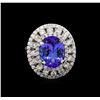 Image 2 : 5.12 ctw Tanzanite and Diamond Ring - 14KT White Gold