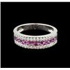 Image 2 : 0.88 ctw Pink Sapphire and Diamond Ring - 14KT White Gold