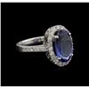 Image 1 : 3.37 ctw Tanzanite and Diamond Ring - 14KT White Gold