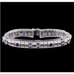 4.24 ctw Sapphire and Diamond Bracelet - 18KT White Gold