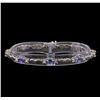 Image 1 : 4.40 ctw Tanzanite and Diamond Bracelet - 14KT White Gold